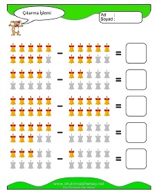 Çıkarma İşlemi Çalışma Sayfaları